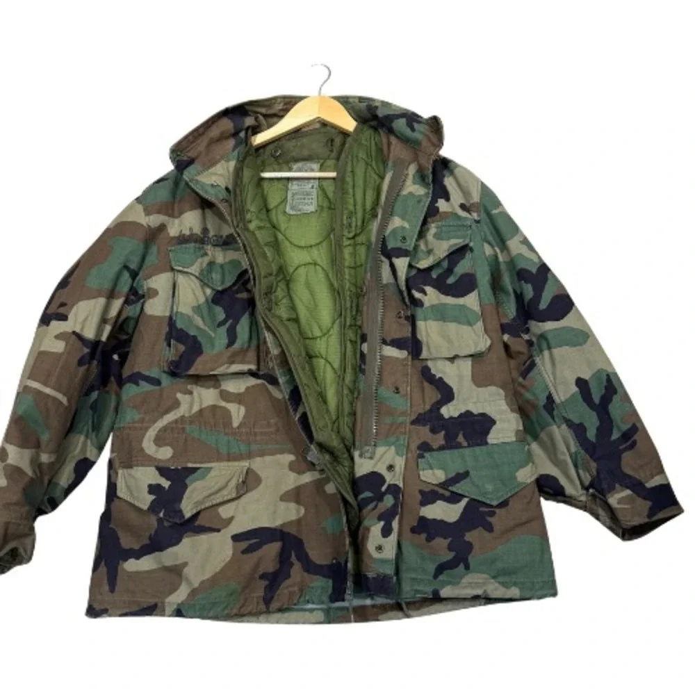 USGI‎ M65 Field Jacket Woodland Camo Prepper Vintage Liner Hood Mens M